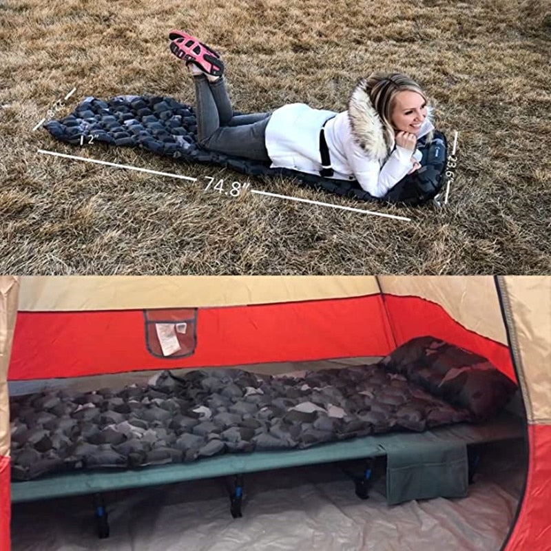 Fast Fill Air Camping Mat w/ Inflatable Pillow Cushion