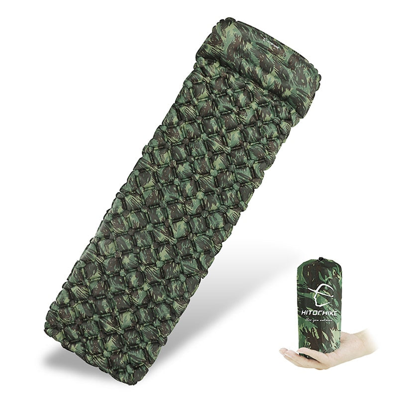 Fast Fill Air Camping Mat w/ Inflatable Pillow Cushion